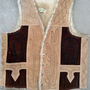 Vintage Western Suede Vest with Sherpa lining XL
